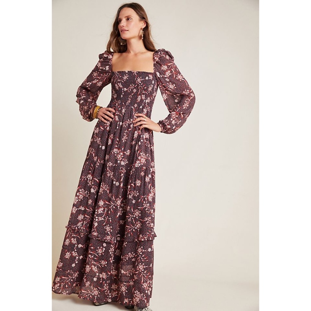 ANTHROPOLOGIE Dolan Left Coast Stratton Smocked Maxi Dress - Size XXSP - NWT